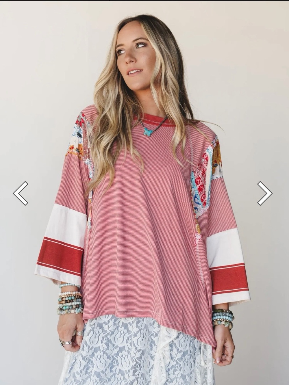 Three Bird Nest Best Selling Britt Patchwork Long Sleeve Tunic - Picture 4 of 4